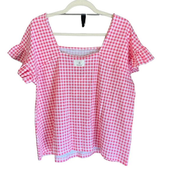 Barbour Pansy Gingham Cotton Top Pink White 12 NWT Classic Spring Preppy Coastal - Picture 3 of 5